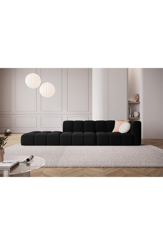 Canapé modulable Adams - Noir - 4 places - Toucher velours