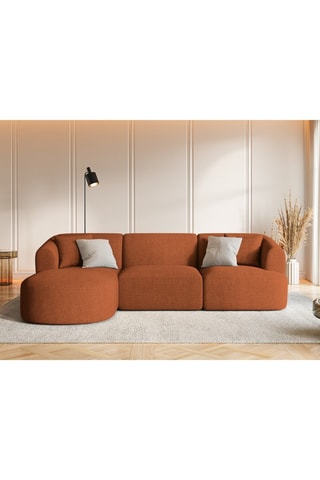 Canapé d’angle gauche modulaire Talia - Rouge brique - 4 places - En tissu chenille