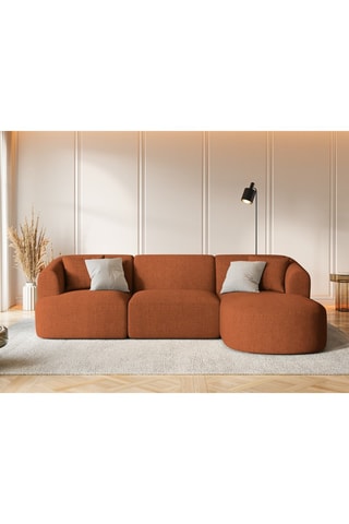 Canapé d’angle droit modulaire Talia - Rouge brique - 4 places - En tissu chenille