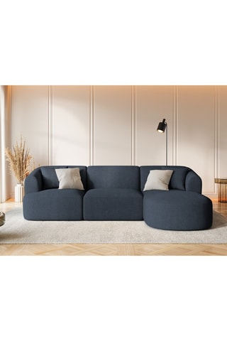 Canapé d’angle droit modulaire Talia - Bleu roi - 4 places - En tissu chenille