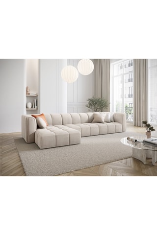 Canapé d’angle gauche modulaire Adams - Beige - 5 places - En tissu chenille