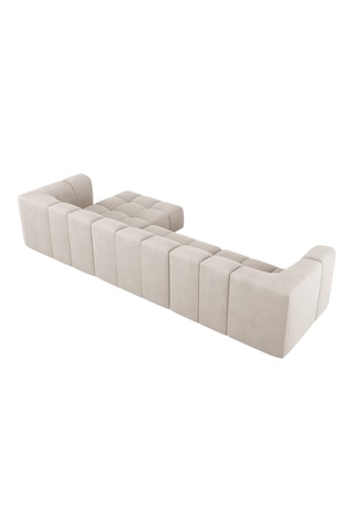 Canapé d’angle droit modulaire Adams - Beige - 5 places - En tissu chenille