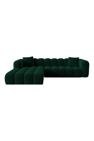 Canapé d’angle gauche modulable Arden - Vert foncé - 4 places - Tissu velours