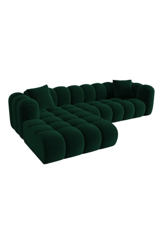 Canapé d’angle gauche modulable Arden - Vert foncé - 4 places - Tissu velours
