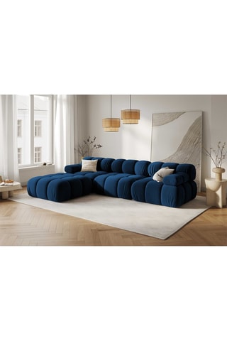 Canapé modulable Tropea - Bleu - 4 places - Tissu toucher velours