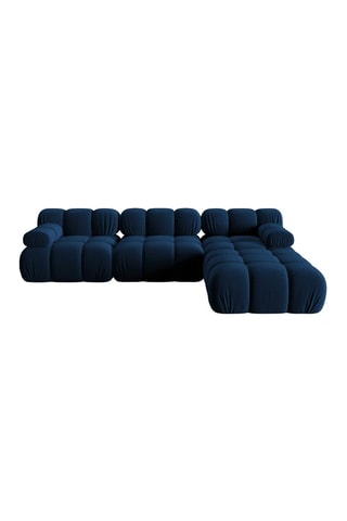 Canapé modulable Tropea - Bleu - 4 places - Tissu toucher velours