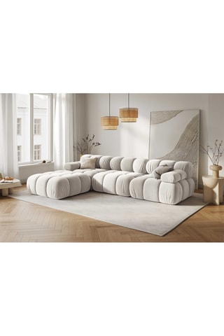 Canapé modulable Tropea - Beige clair - 4 places - Tissu toucher velours