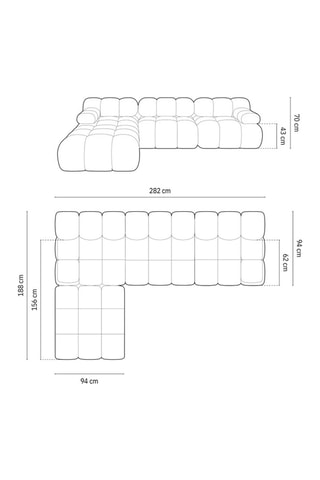 Canapé modulable Tropea - Beige clair - 4 places - Tissu toucher velours