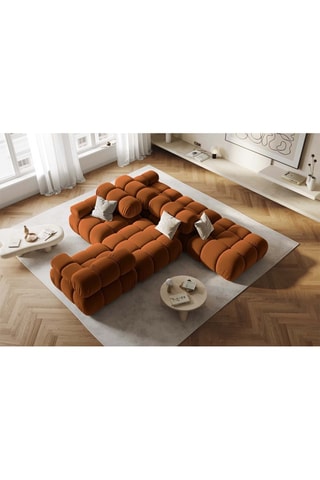 Canapé modulable Tropea - Terracotta - 4 places - Tissu toucher velours