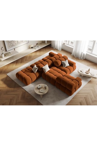 Canapé modulable Tropea - Terracotta - 4 places - Tissu toucher velours