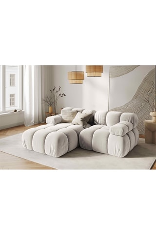 Canapé d'angle gauche modulable Tropea - Beige clair - 3 places - Toucher velours