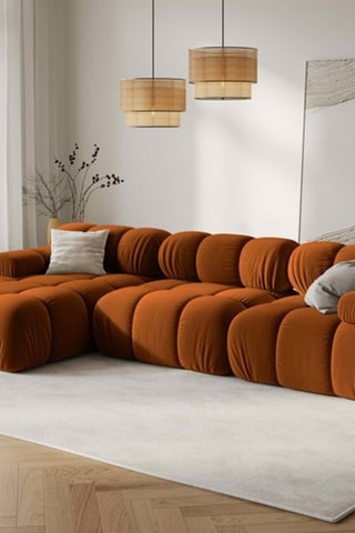 Canapé d'angle gauche modulable Tropea - Terracotta - 4 places - Toucher velours