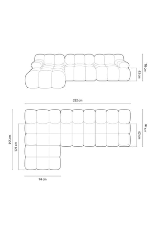 Canapé d'angle gauche modulable Tropea - Terracotta - 4 places - Toucher velours
