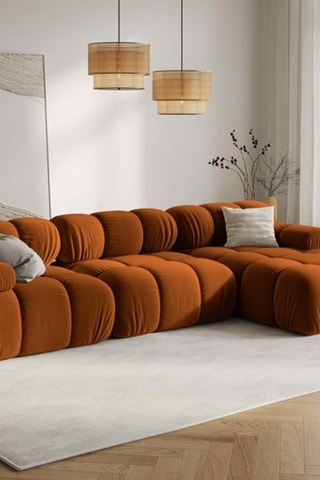 Canapé d'angle droit modulable Tropea - Terracotta - 4 places - Toucher velours