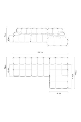 Canapé d'angle droit modulable Tropea - Terracotta - 4 places - Toucher velours