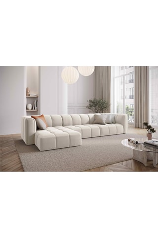 Canapé modulable Adams - Beige clair - 5 places - Tissu toucher velours