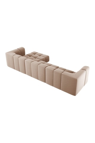 Canapé modulable Adams - Beige - 5 places - Tissu toucher velours