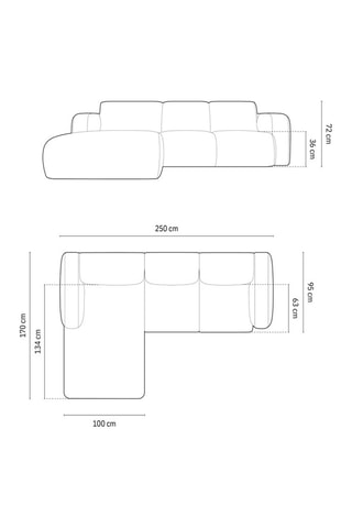 Canapé d'angle gauche Lola - Beige - 4 places - Tissu chenille