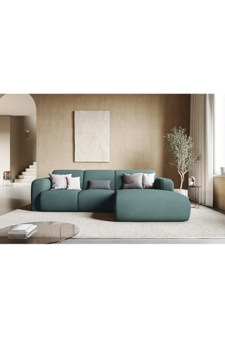 Canapé d'angle droit Lola - Vert de mer - 4 places - Tissu structuré
