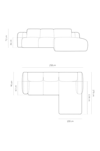 Canapé d'angle droit Lola - Vert de mer - 4 places - Tissu structuré