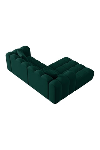 Canapé d’angle gauche modulaire Halley - Vert - 3 places - En tissu velours