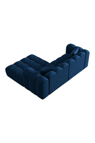 Canapé d’angle droit modulaire Halley - Bleu roi - 3 places - En tissu velours