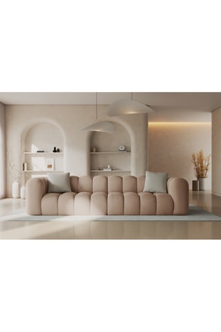 Canapé modulable Halley - Beige - 4 places - Tissu velours