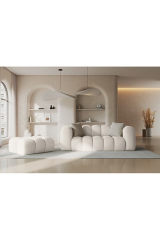 Canapé Halley - Beige clair - 2 places - En tissu velours