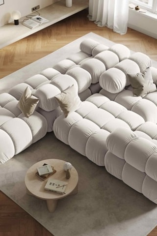 Chauffeuse droite Tropea - Beige clair - 4 places - Toucher velours