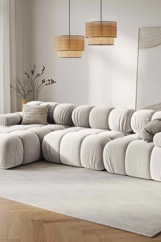 Canapé d'angle gauche modulable Tropea - Beige clair - 4 places - Toucher velours