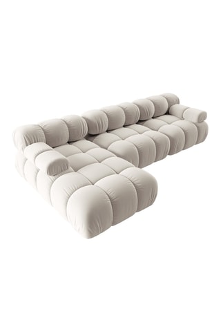 Canapé d'angle gauche modulable Tropea - Beige clair - 4 places - Toucher velours