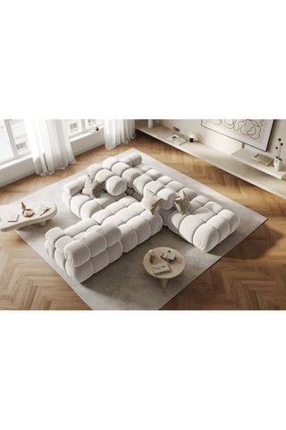 Chauffeuse gauche Tropea - Beige clair - 4 places - Toucher velours