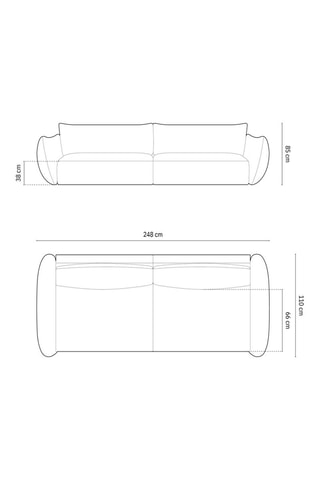 Canapé Clau - Rouge brique - 4 places - Toucher soie