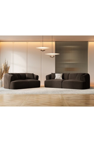 Canapé modulaire Talia - Marron foncé - 2 places - En tissu velours