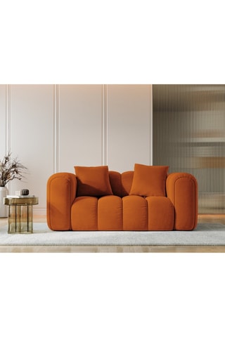 Canapé Arden - Rouge brique - 2 places - En tissu velours 