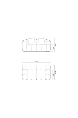 Canapé Arden - Rouge brique - 2 places - En tissu velours 