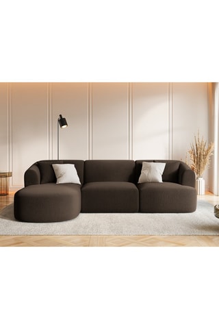 Canapé d’angle gauche modulable Talia - Marron - 4 places - En polyester