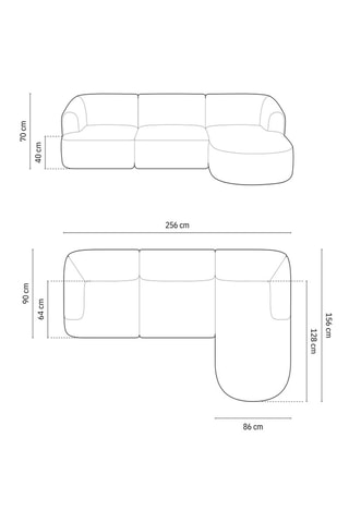 Canapé d’angle droit modulable Talia - Marron - 4 places - En polyester