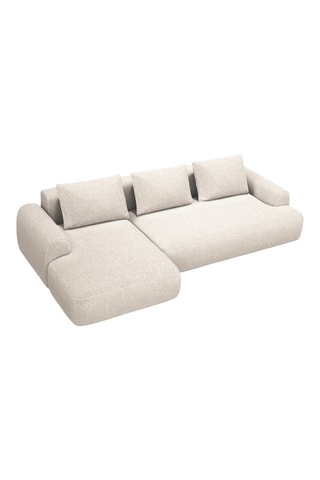 Canapé d'angle gauche convertible Orion - Beige clair - 3 places - En tissu structurel