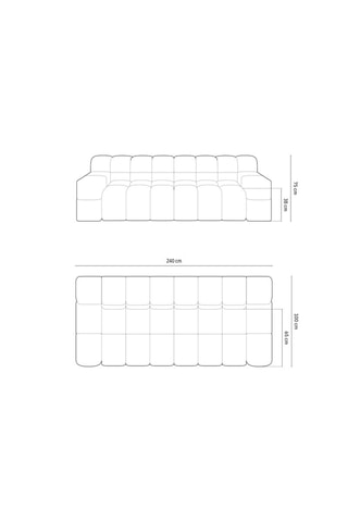 Canapé Agave - Beige clair - 3 places- En tissu velours