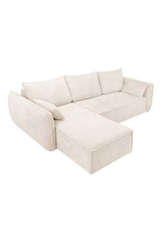 Canapé d’angle gauche convertible Vanda - Beige clair - 4 places - En tissu chenille