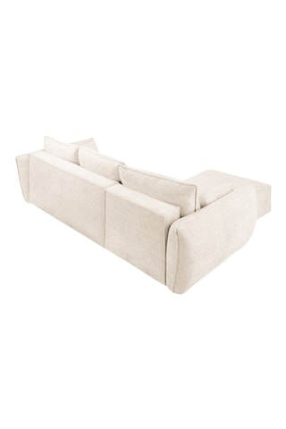 Canapé d’angle gauche convertible Vanda - Beige clair - 4 places - En tissu chenille