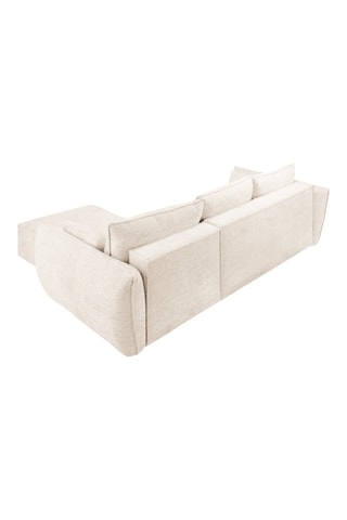 Canapé d’angle droit convertible Vanda - Beige clair - 4 places - En tissu chenille