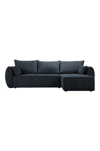 Canapé d’angle droit convertible Vanda - Bleu roi - 4 places - En tissu chenille