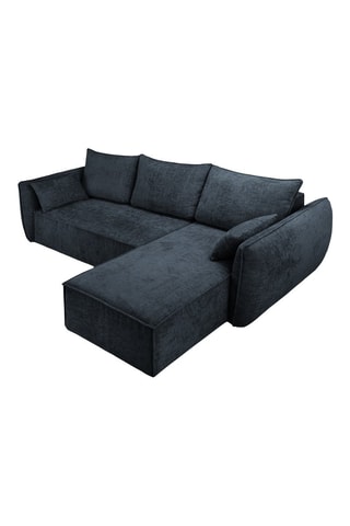 Canapé d’angle droit convertible Vanda - Bleu roi - 4 places - En tissu chenille