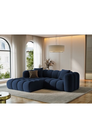 Canapé d’angle gauche modulaire Arden - Bleu roi - 3 places - En tissu velours