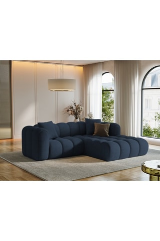 Canapé d’angle droit modulaire Arden - Bleu roi - 3 places - En tissu structurel