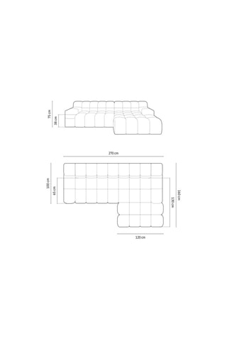 Canapé d’angle droit Agave - Beige - 3 places - En tissu velours