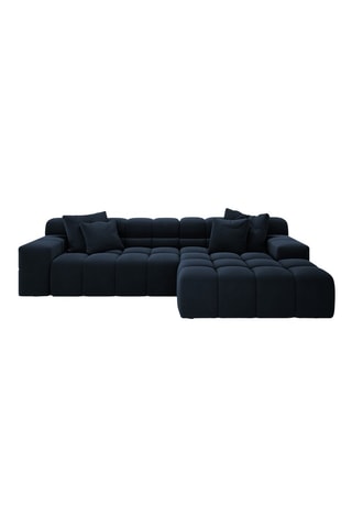 Canapé d’angle droit Agave - Bleu marine - 3 places - En tissu velours