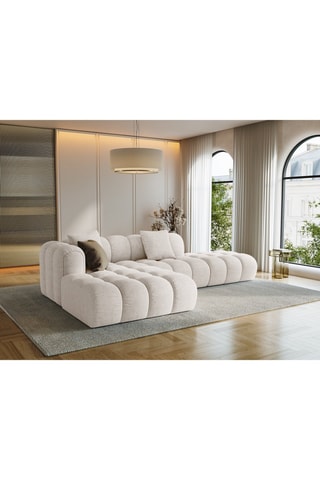 Canapé d’angle gauche modulaire Arden - Beige - 4 places - En tissu structurel